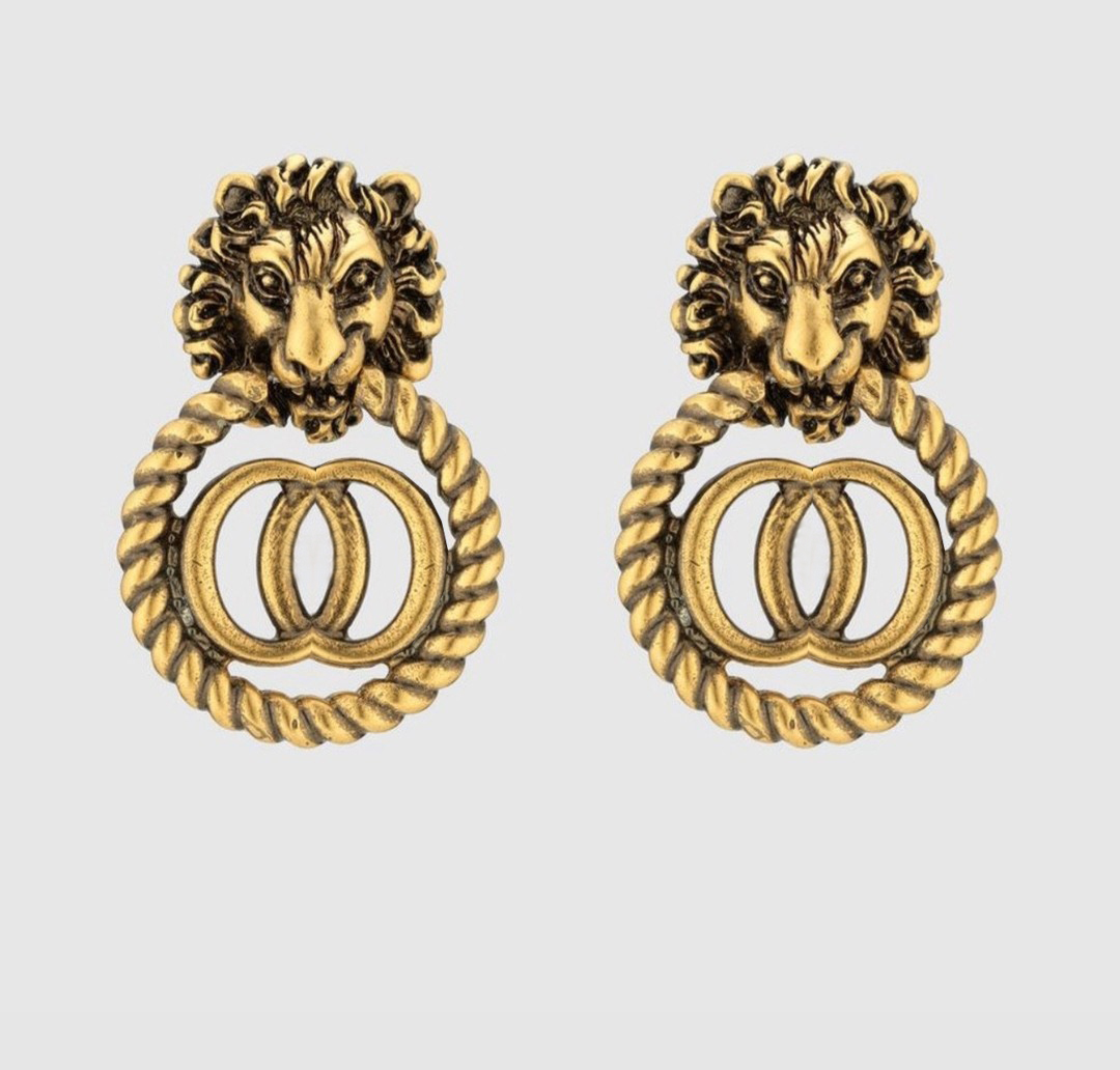 

2023 Fashion Lion Head Stud Chic Vintage Pendant Earrings Charm Designer Tiger Head Letter Studs Women Eardrop luxury jewelry