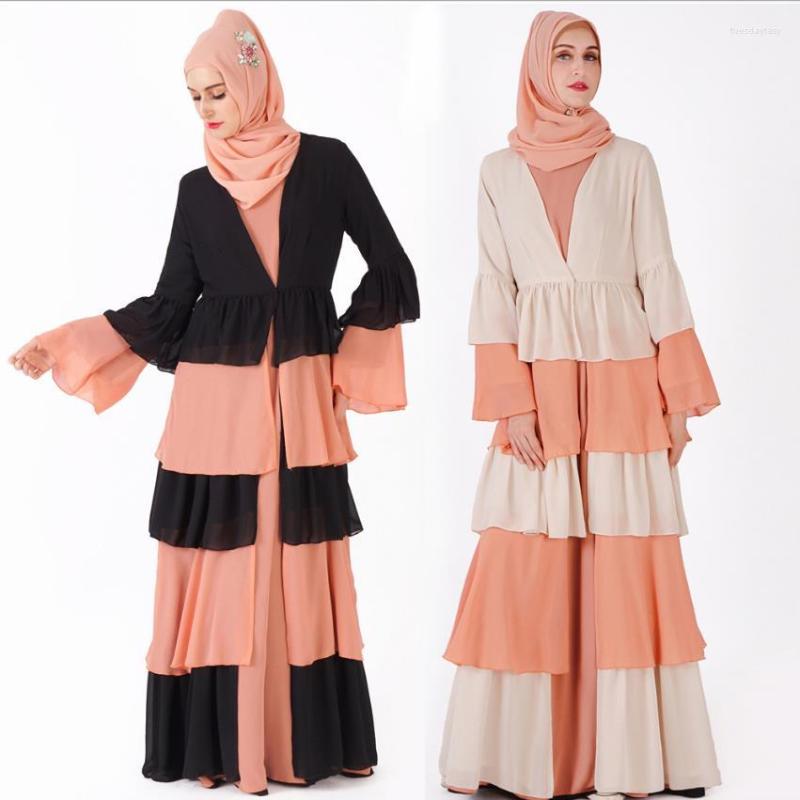 

Ethnic Clothing Muslim Adult Cool Full Length Abaya Arab Cascading Ruffles Dress Musical Robe Prayer Cardigan Wq1224 Dropship