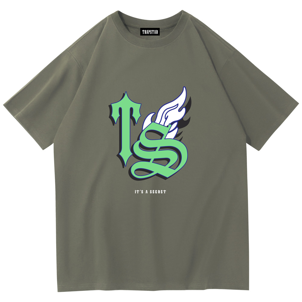

Men's T Shirts Fashion Brand TR APSTAR Letter Printing T-shirt Summer Men's Cotton Casual Short Sleeve Street Wear Men's T-Shirt Fashion Design Versatile, Army green