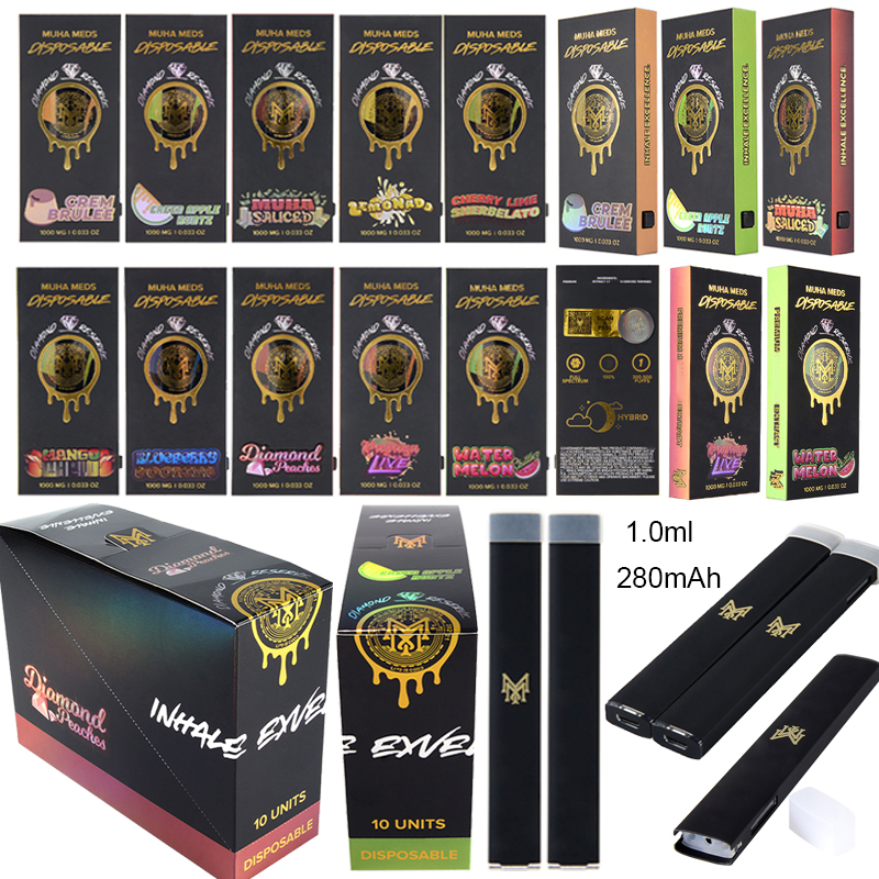 

Muha Meds Disposable Vape Pens Rechargeable Dab Pens Empty 1.0ml Carts 280mAh Batter Micro USB Muhameds Bars with Packagings Stater Kits E Cigarettes Device Pods