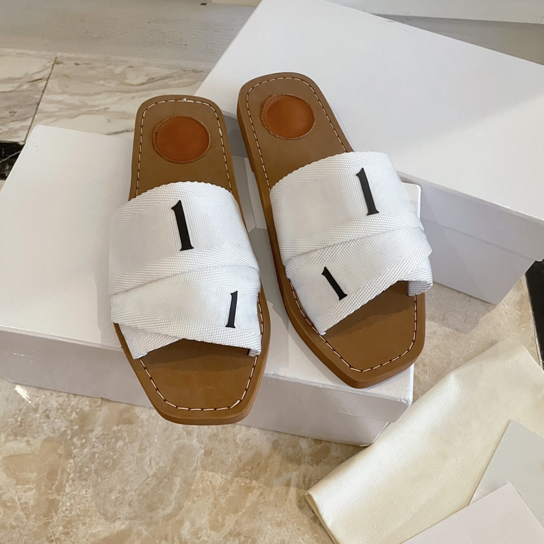 

2023 Woven Roman Slippers women Sandals Shoes Pearl Slide Summer Wide Flat Lady Canvas Sandals designers womens Slipper sandals famous designer women shoe shoes