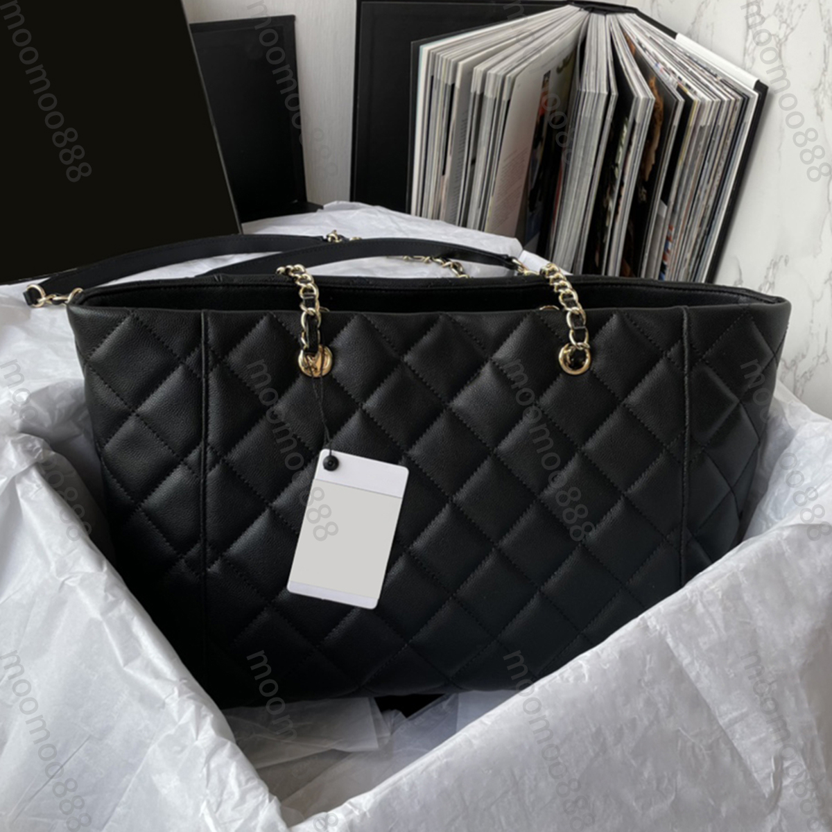 

10A Mirror Quality Designer Large Shopping Tote Bag 37cm Womens Real Leather Quilted Purse Luxury Handbag Black Purse Shoulder Double Strap Bag With Small Pouch, Upload pics to contact us
