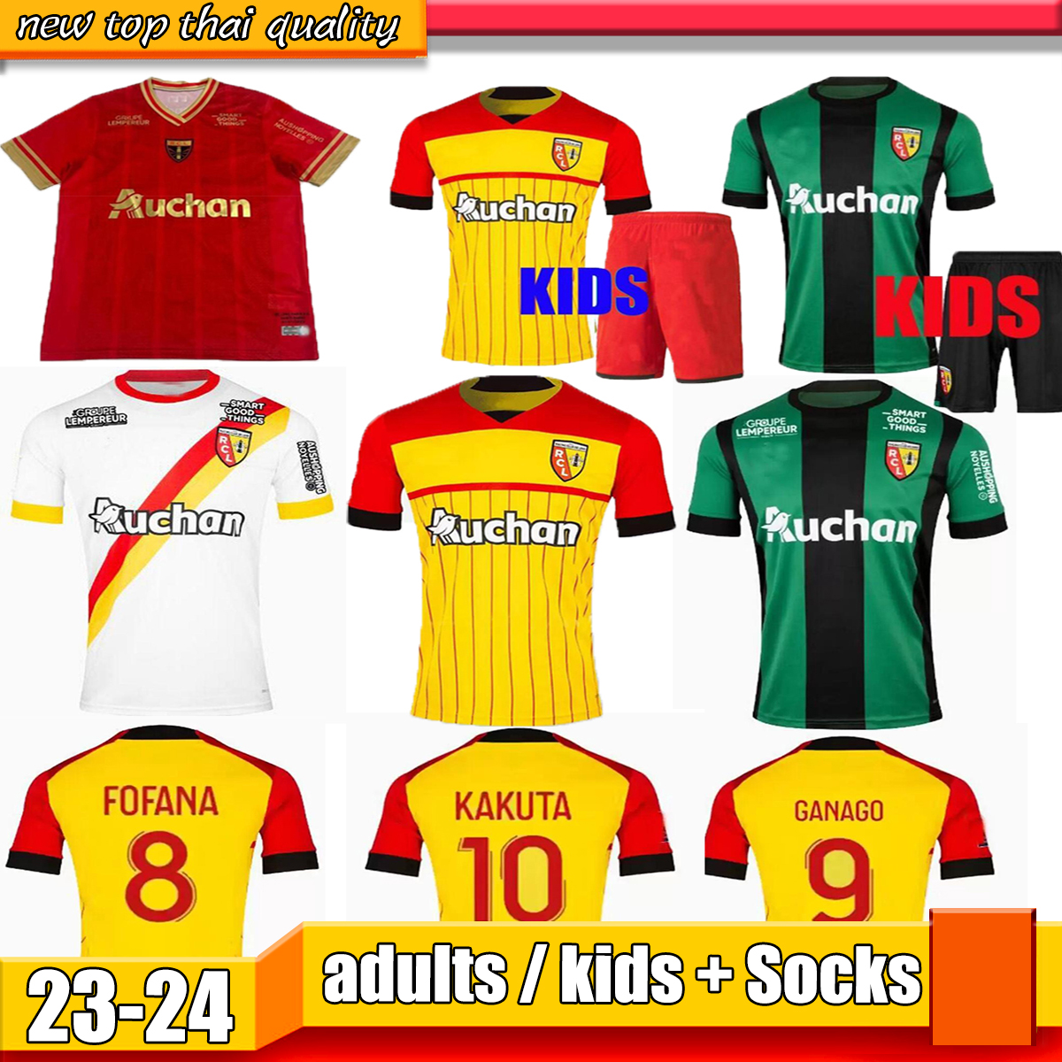 

2022 2023 GANAGO RC Lens soccer jerseys home away KAKUTA Gradit Fortes Perez SOTOCA FOFANA GRADIT 22 23 maillot foot maillots de football Men's kids kit football Shirts, 03