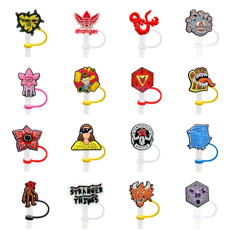 

new stranger things straw topper silicone mold cover fashion charms Reusable Splash Proof drinking dust plug decorative 8mm straw party supplies