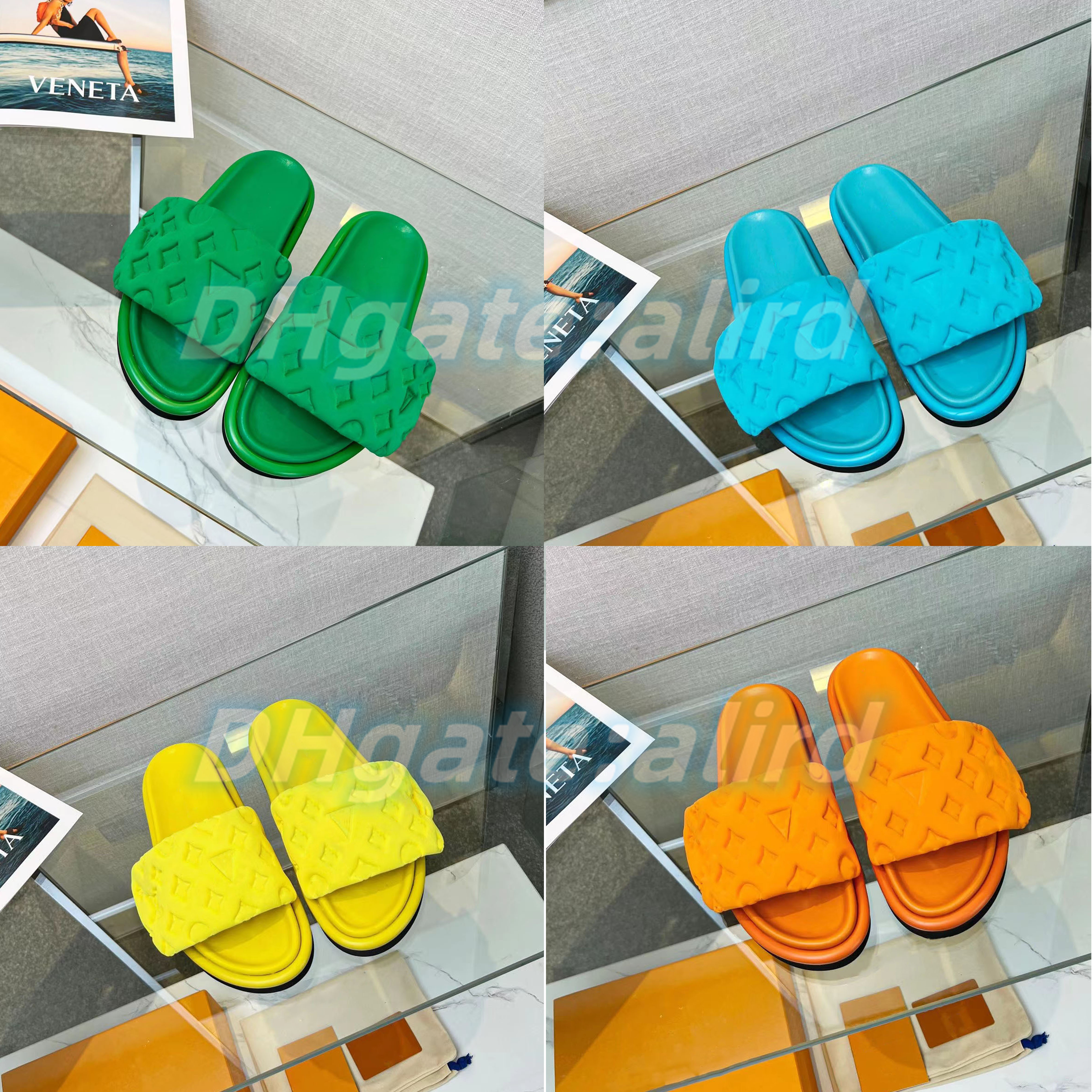 

2023 newest sexy Fashion designer luxury man women slide Summer POOL PILLOW COMFORT sandal flat Adjustable strap slipper embossed shoe, #8