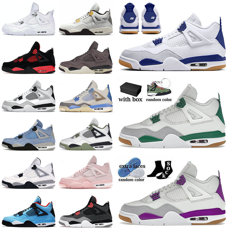 

OG Jumpman With Box Men Basketball Shoes 4 4s IV SB x Pine Green Taupe Haze Military Black Sail University Blue Kaws Grey Mens Women J4 Outdoor Sneakers 36-47, 41 40-47