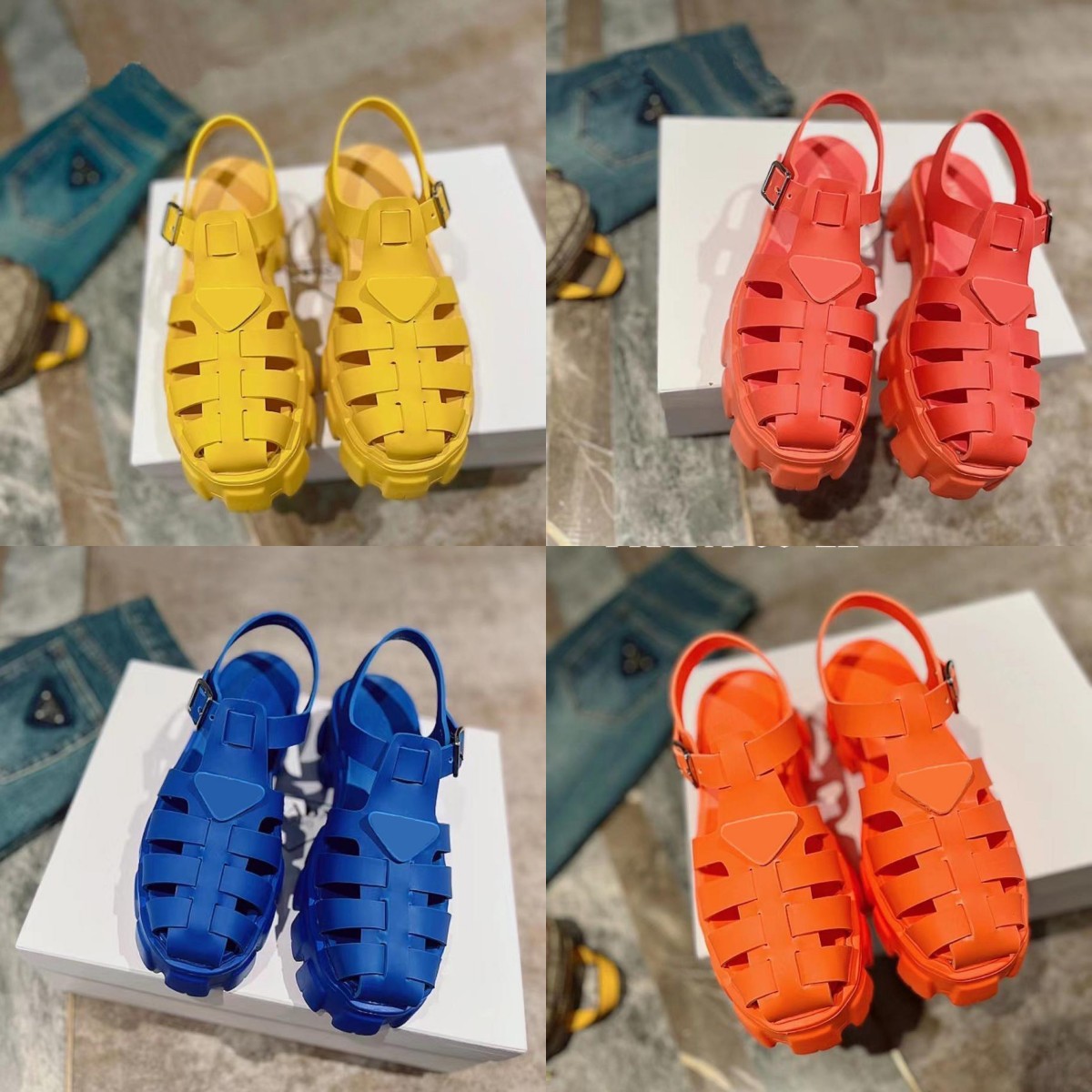 

Designer Women Foam Rubber Sandals Monolith Summer Shoes Metal Triangle Logo Sandal Retro Beach Footwear Upper 5.5cm Sandals, Red