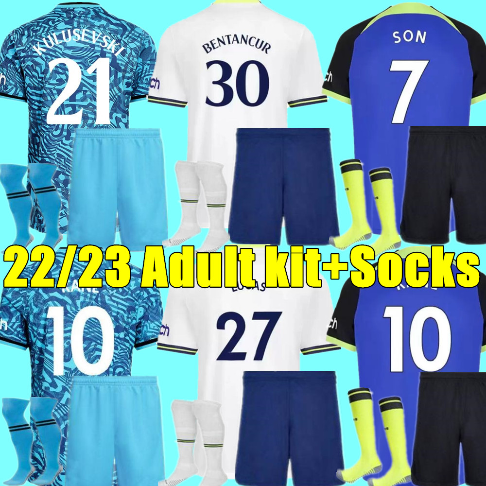 

22 23 KANE SON Soccer Jerseys KULUSEVSKI ROMERO HOJBJERG 2022 2023 Tottenham LUCAS LLORS Football kit shirt BRYAN BERGWIJN SPURS RICHARLISON tops Men kids sets, 22/23 home ucl+socks