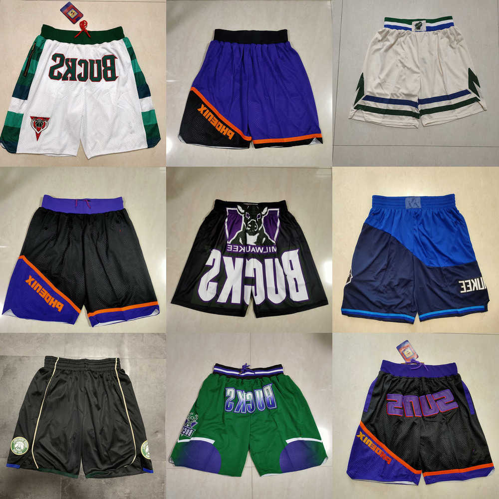 

2023 Phoenix''Suns''men Milwaukee''Bucks''men Throwback Basketball Shorts pocket, Color