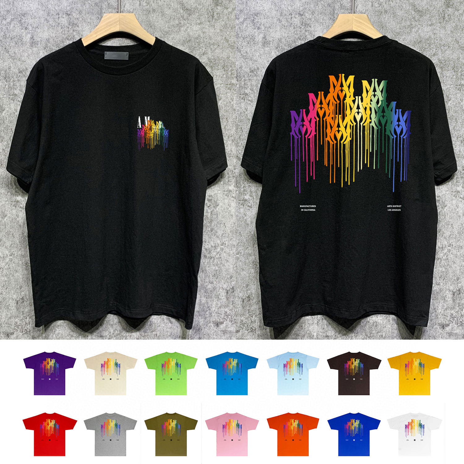 

2023 luxury men's T-shirt designer casual mens T-Shirts shirt Colored Gradient digit letters printed Clothing Hawaii fashion Short Sleeve men hip-hop Tees S-XXL, 11