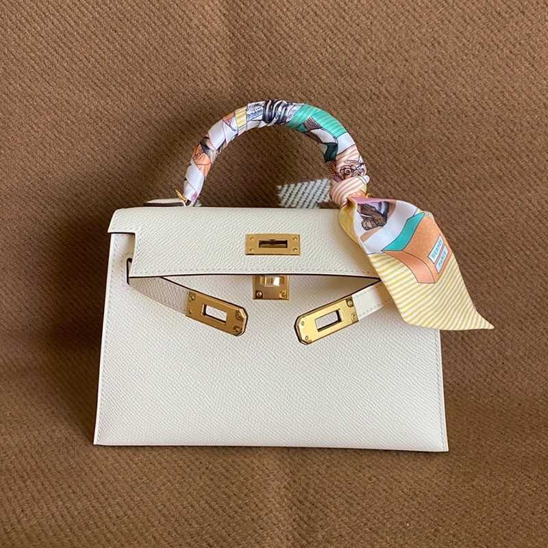

herms kellie bags Genuine Leather Bag Mini Second Generation Small Handbag 2023 New Bag Versatile One Shoulder Crossbody Bag Women, Milkshake white (gold buckle) 19cm