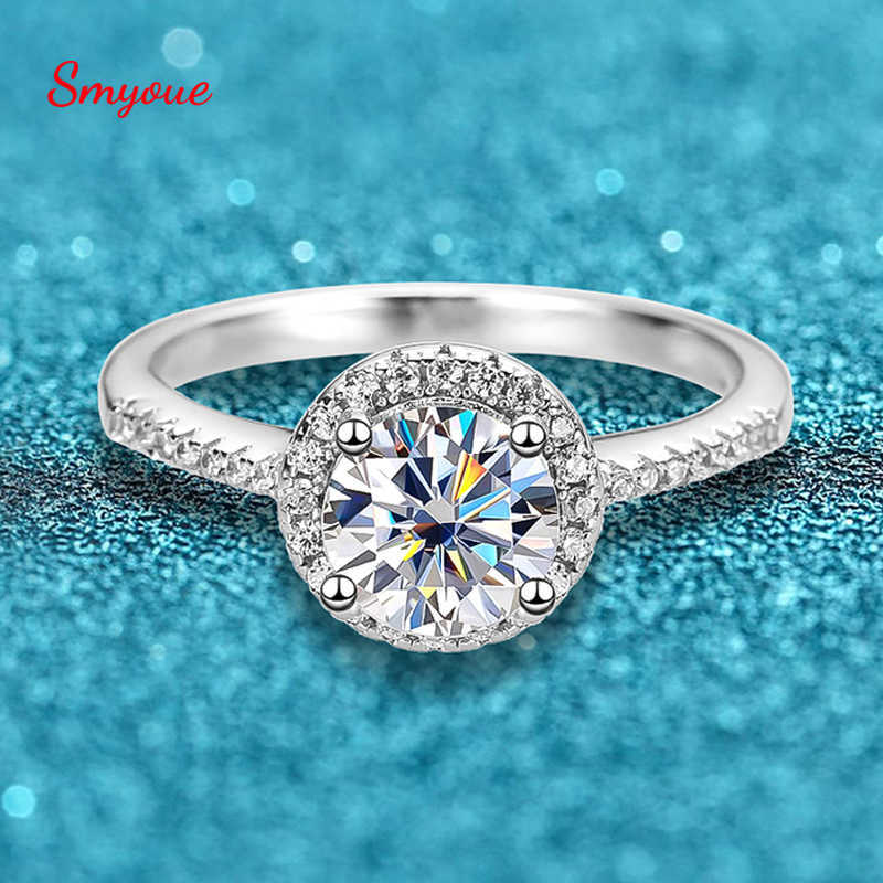 

Band Rings Smyoue GRA Moissanite Engagement Rings Women S925 Sterling Silver 3ct Round Brilliant Halo Wedding Diamond Rings Fine Jewelry Z0327