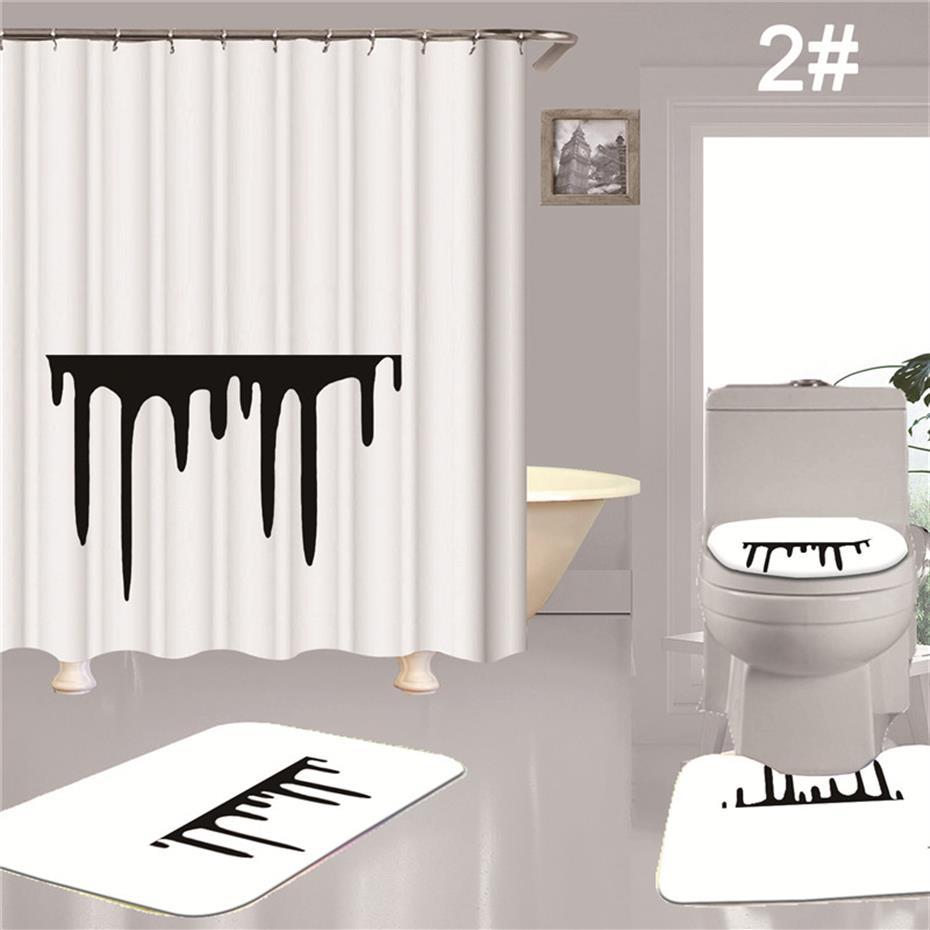 

Casual Floral Printed Shower Curtains Water Absorbent Floor Mat Non Slip Designer Toilet Seat Cushion Curtain Home Bathroom Decor 251T