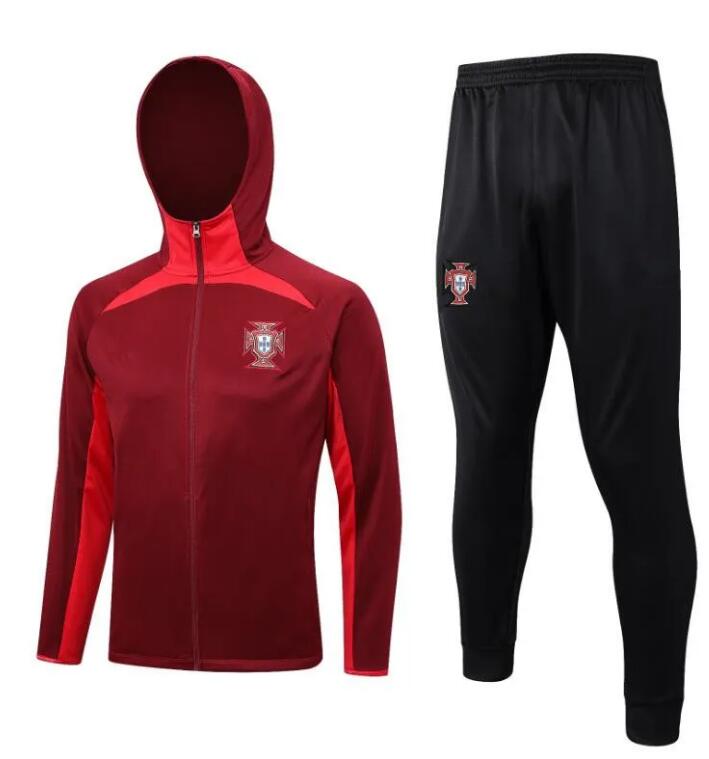 

22 23 Portugal adult tracksuit hooded JOAO FELIX soccer training suit RUBEN NEVES BRUNO FERNANDES Portugieser 2022 2023 Portuguese long zipper hoodie jacket Men kit