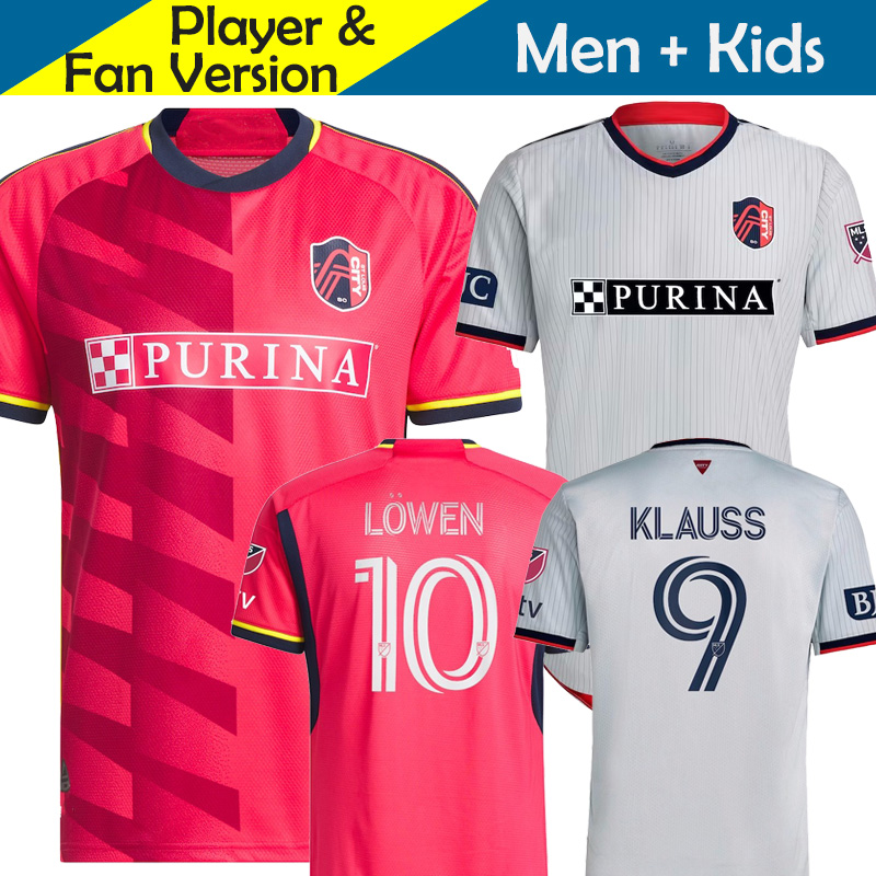 

23 24 New St. L ouis soccer jerseys 2023 2024 MLS Men Player Version red white Football Shirt Home Away 3rd Kids Kit Goalkeeper NILSSON KLAUSS LOWEN GIOACCHINI MEL ALM SON