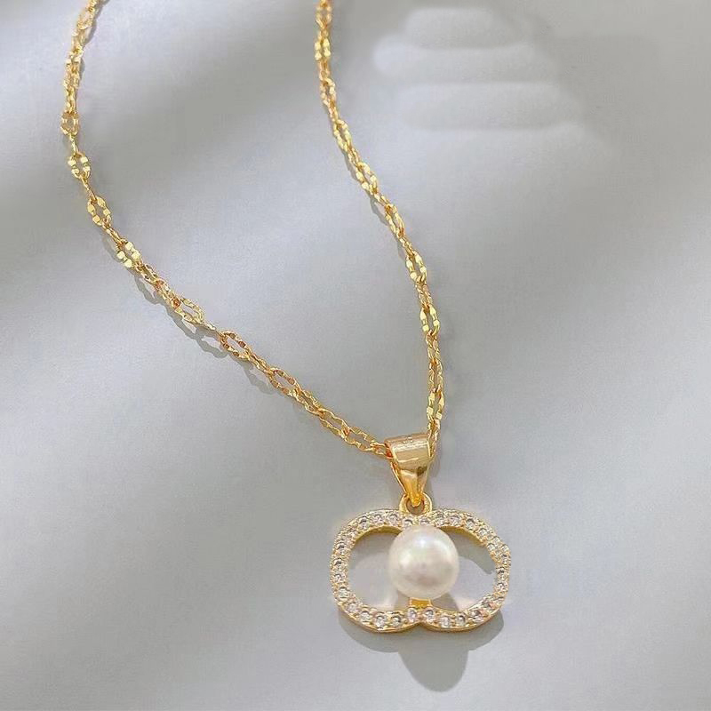 Luxury Classic Style Designer Letter Necklaces Brand Letter Pearl Pendant Chains Necklaces Jewelry Accessory High Quality Wedding Gifts-image-854559150