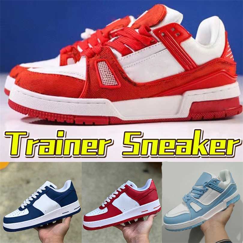 

2023 Designer Trainer Sneakers Casual Shoes Mens Virgils x 1 Low white embossed red green blue denim royal red canvas Black Luxury men women Platform Sneakers, 8# yellow denim