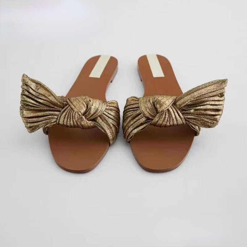 

Slippers Brand fashion sandals women summer classic golden bow flat sandals women's sweet all-matc designer shoes Femme zapatos G230328, Gold3