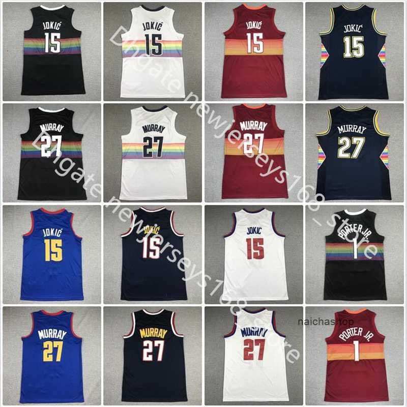 

Stitched 15 Nikola Basketball Jerseys 2021-22 City Navy Jokic Jamal Murray 27 Michael Porter Jr. 1 Blue White Black Orange Men Sports Shirts Embroidery Top Quality, As picture