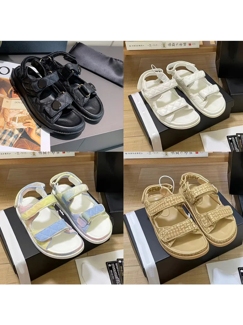 

2023 New Designer Women's Sandals Crystal Calf Leather Slippers Fashion Platform Slippers Summer Beach Sandals