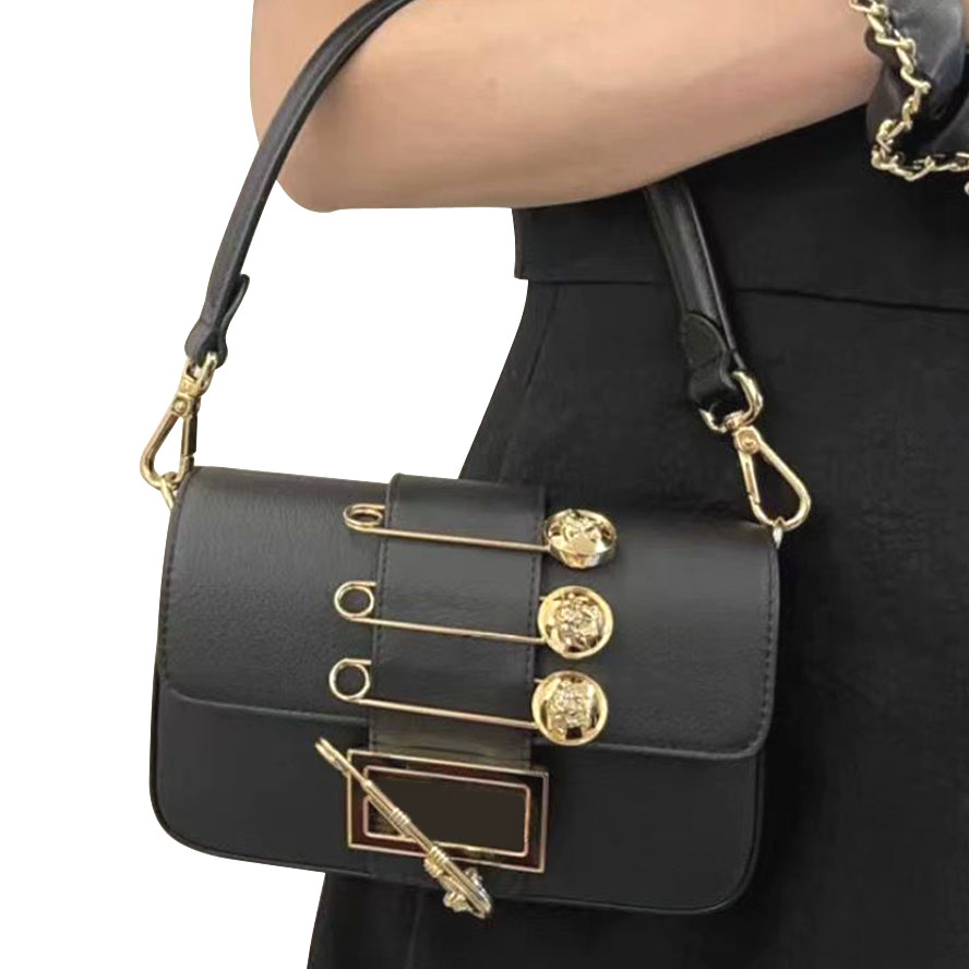 

Designer Purse Tote Bag Crossbody Handbag Women Medusa Pin Baguette Real Leather Bags TOPDESIGNERS149, Blue with logo