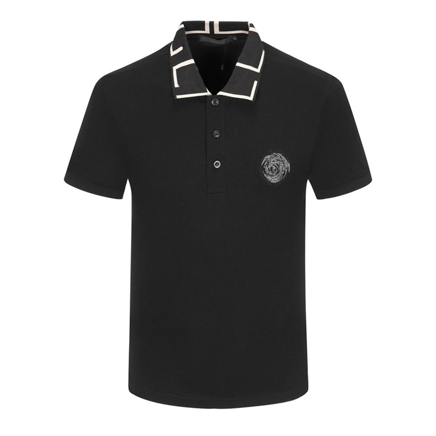 

Designer men's Polo shirt black and white light luxury short sleeve stitching 100% cotton classic embroidery alphabet business casual lapel fashion slim fit