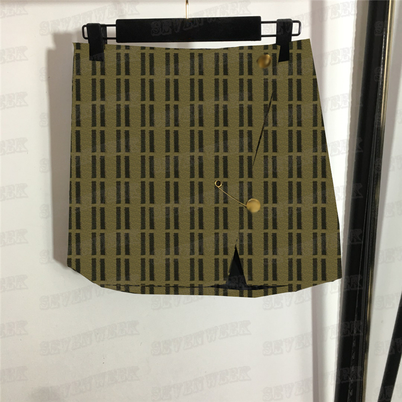 

Jacquard Letter Skirts Jacket Coat For Women Design Luxury Outerwear Gold Buckle Jackets Windbreaker, Skirt