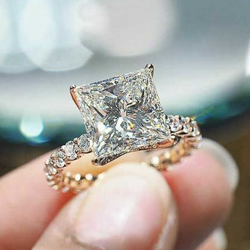 

Ring Cubic Zirconia Blue Phaeton Ring Geometric Accessories Bright Square Wedding Party Accessories Women's Gift Accessories Fashion Jewelry Z0327
