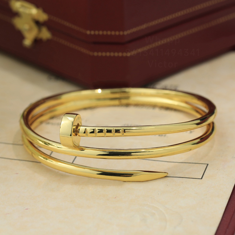 

Diamond nails bangle clou bangle bracelets for women Double Ring Nail Bracelet designer Gold plated 18K T0P quality official reproductions exquisite gift 012