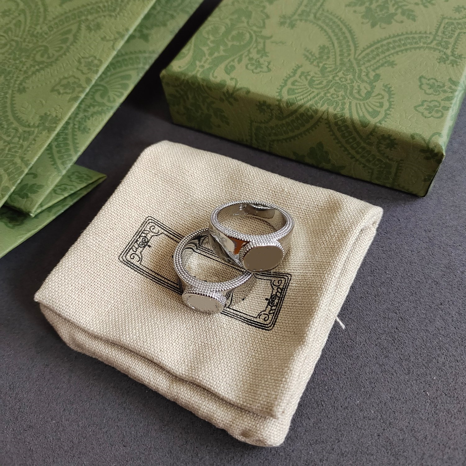 New Design Ring for Woman Man Silver Rings Brass Letter Charm Ring Fashion Jewelry Supply-image-575167695