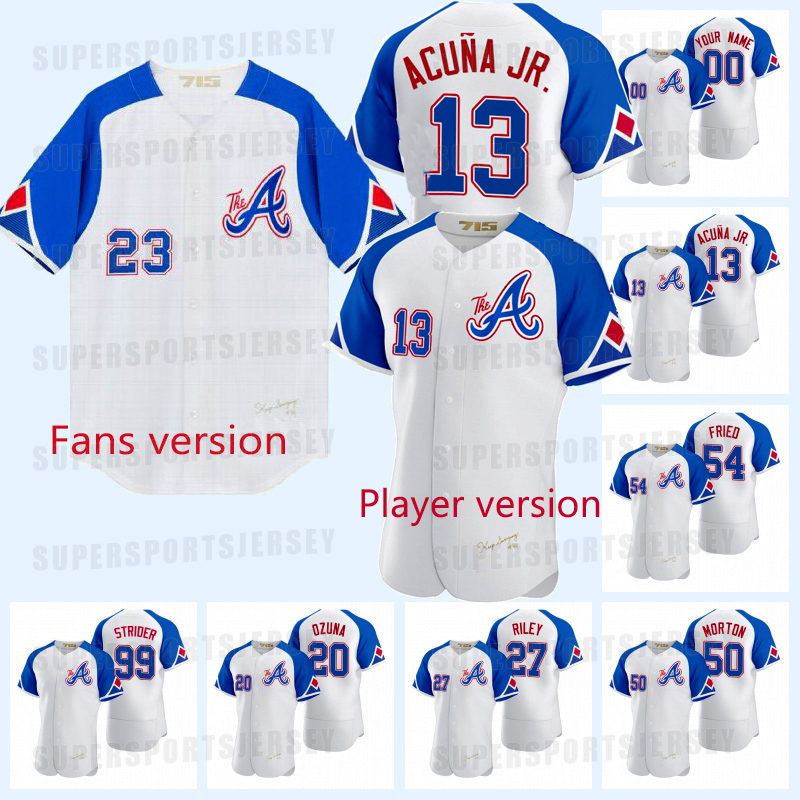 

New Braves 2023 City Connect Jerseys Matt Olson Charlie Morton Ronald Acuna Jr. Raisel Iglesias Marcell Ozuna Austin Riley Austin Riley Rosario 99 Spencer Strider, 2023 third