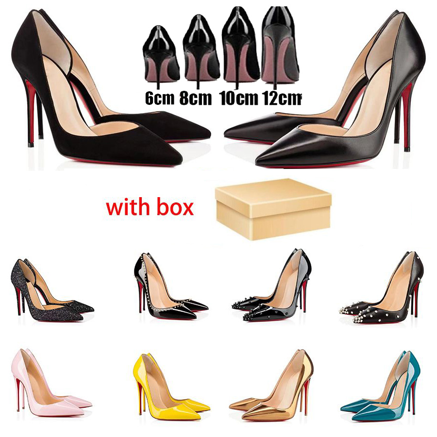 

Women Designer Heels Dress Shoes Luxury High Heel 6CM 8cm 10cm 12cm Quality Sole Shoe Round Pointed Toes Pumps Bottom Wedding Party Fashion Luxurys high-heeled shoes, With shoes