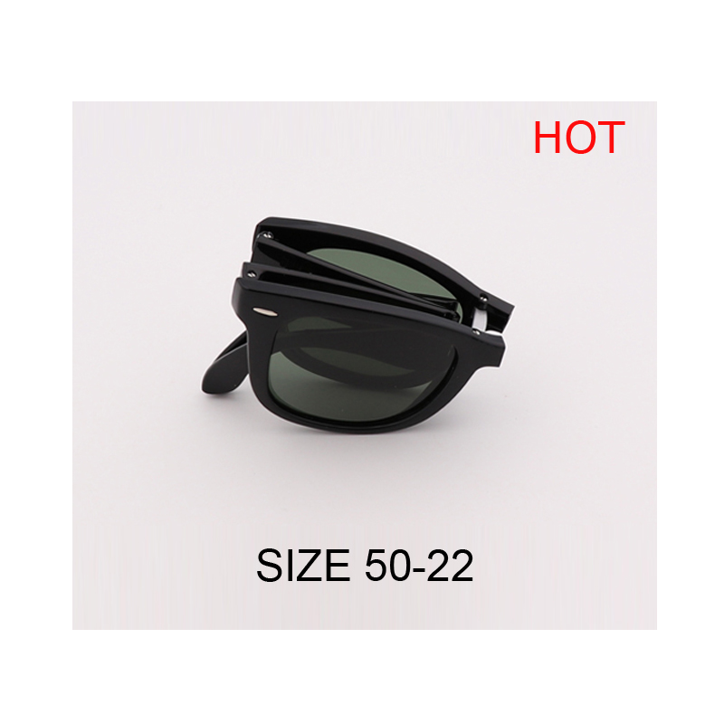

factory top quality sunglass classic 50mm square Foldable Sun glasses Men Women UV400 green G15 lens SunGlasses Driving designer Folding lens matte black gafas