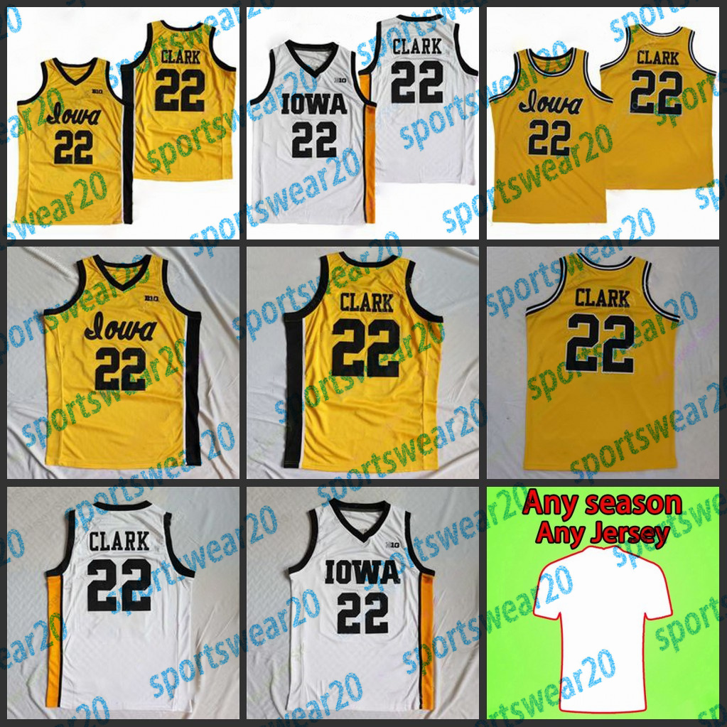 

Iowa Hawkeyes custom made Basketball Jersey NCAA College Caitlin Clark Size S-3XL All Stitched Youth Men White Yellow Round V Collor, As pic