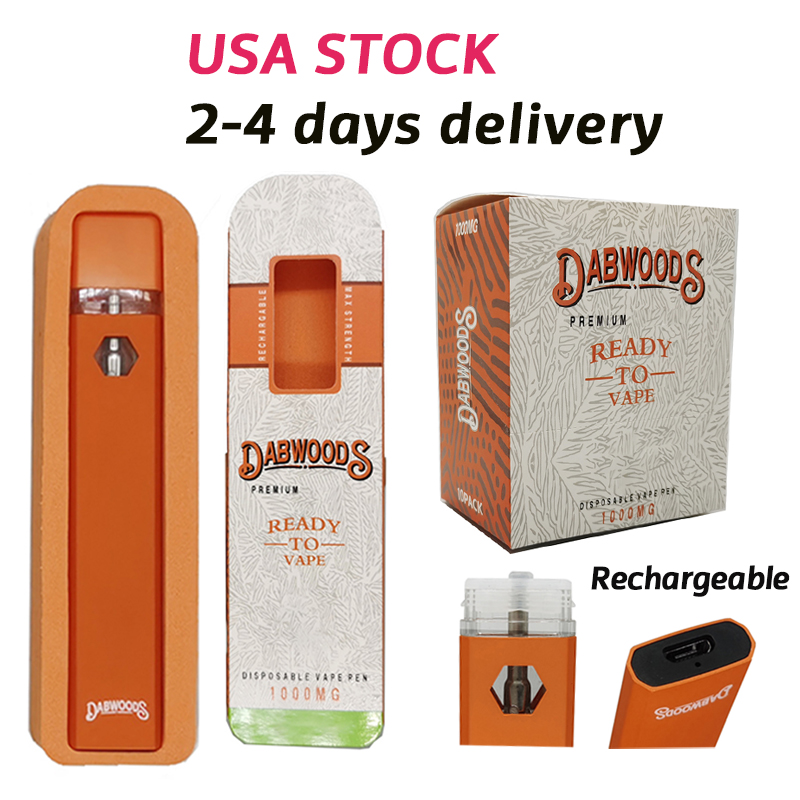 

USA Stock Dabwoods Premium Extract Disposable Vape Pen ECig Atomizer Glass Tank 1.0ml Vaporizer Cartridges With Gift Packaging Box