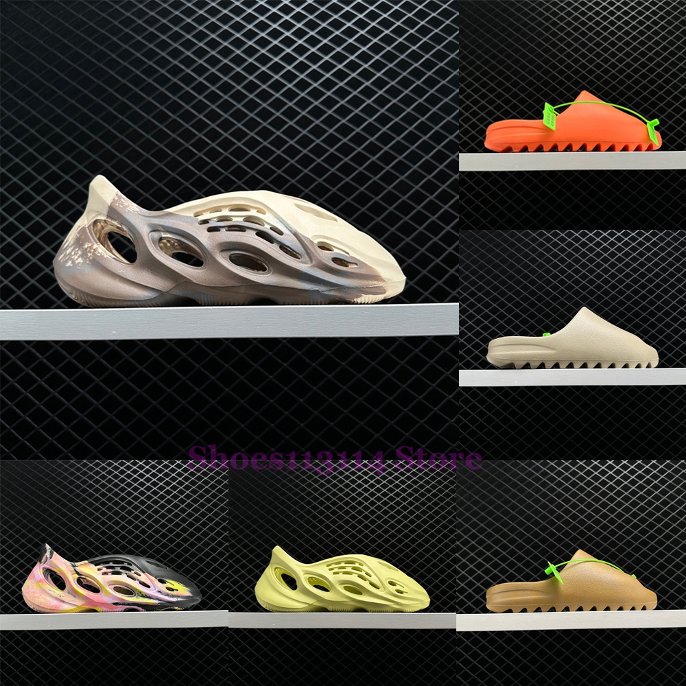 

Designer yeezzy beach slippers yeezzys foam slide sandals women men bone summer runner ladies fashion flat slides shoes mxt moon grey azure, 20