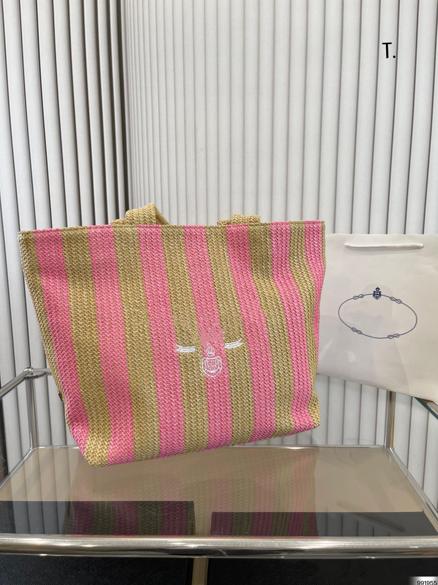 

Straw Woven Bag Hollow Out Shoulder Bags Raffia Beach Tote Bags Triangle Sign Handbag Striped Patchwork Color Shopping Purse Internal Zipper Pocket Large Capacity