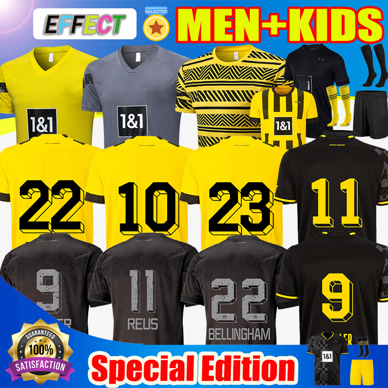 

HALLER soccer jerseys 22 23 football shirt REUS REYNA DORTMUND NEONGELB BELLINGHAM HUMMELS BRANDT WITSEL men kids kit maillot de foot 2022 2023 tops All black special, Kids special black+socks