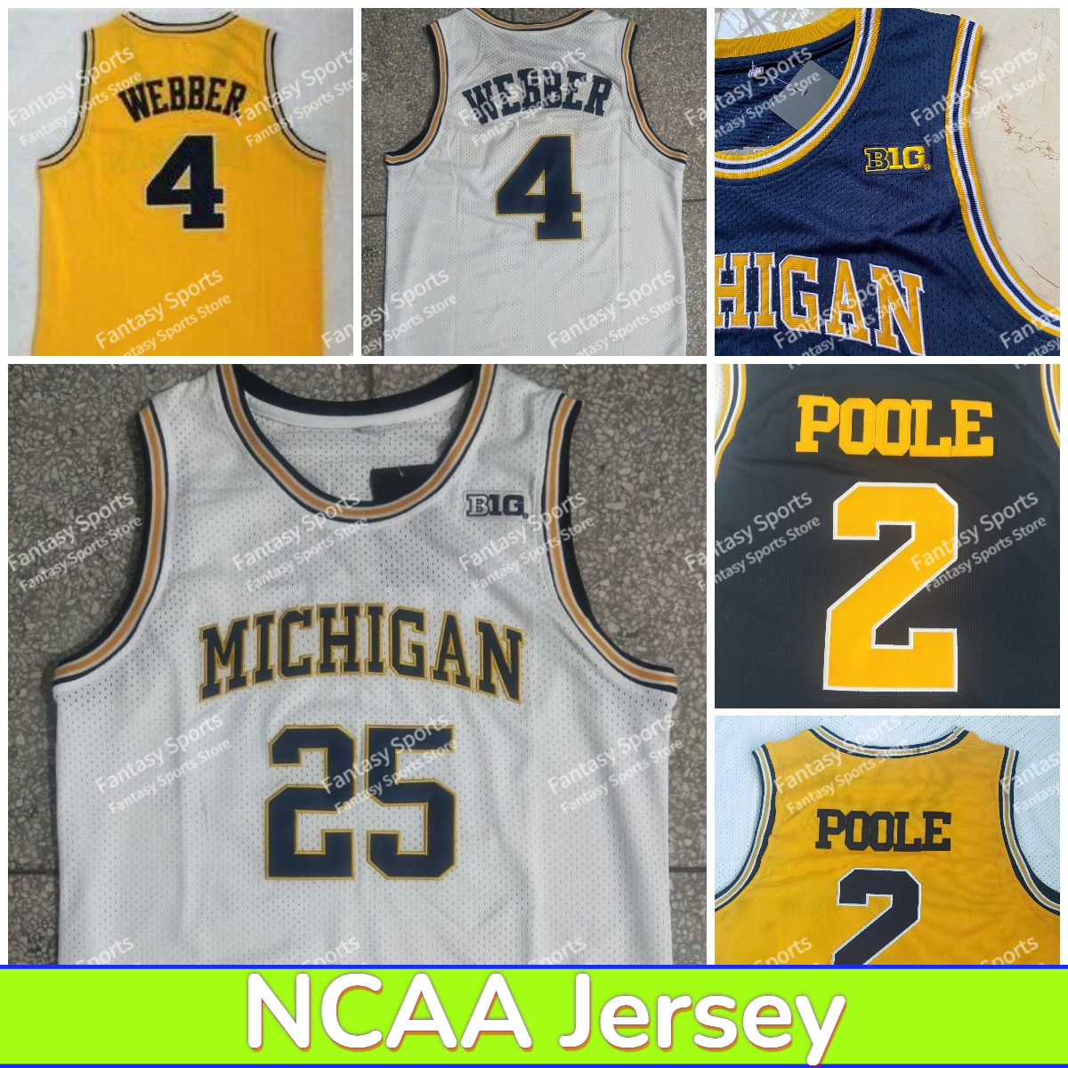 

NCAA Basketball Jersey Michigan Wolverines 2 Jorda Poole Chris Webber 4 Juwan Howard 25 Jalen Rose 5 College Yellow Navy Men Jerseys Stitched, Colour 4