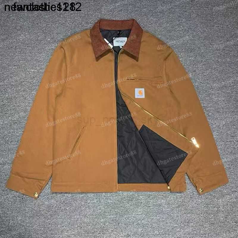 

Carhart Designer Mens Jackets wip thick Detroit American work clothes cotton jacket men women couple Coat, Khaki (thickened with cotton)