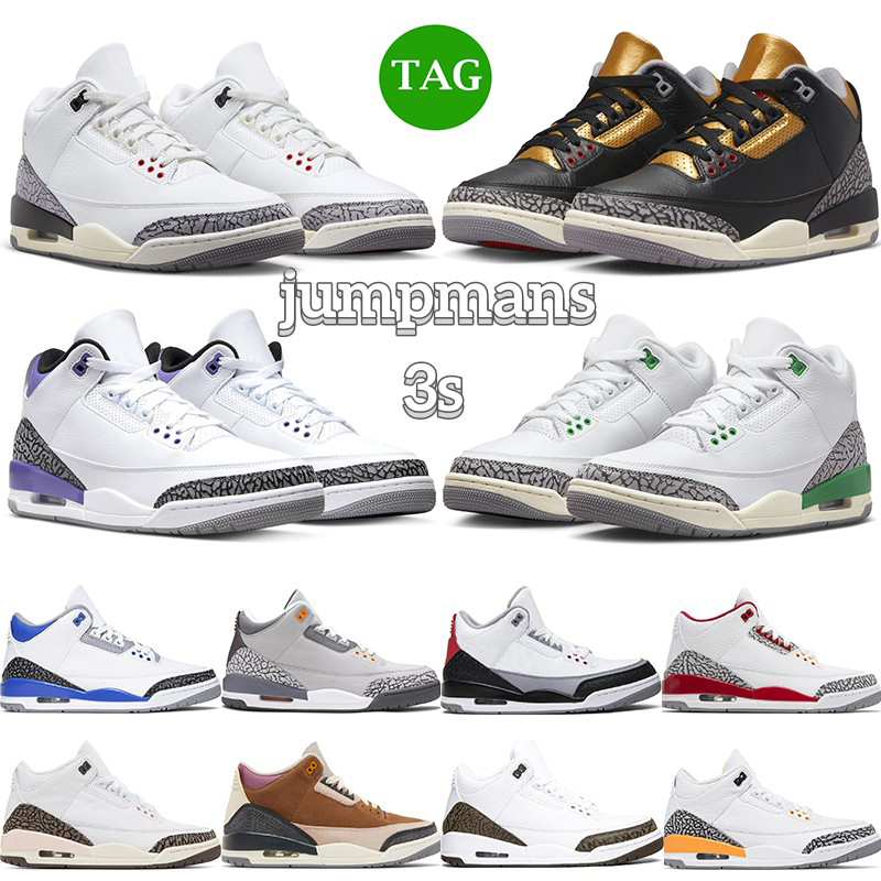 

3s basketball shoes jumpmans 3s retros Lucky Green White Cement j3 Reimagined Black Gold UNC Cardinal Red Dark Iris mens sneakers sports trainers, 33
