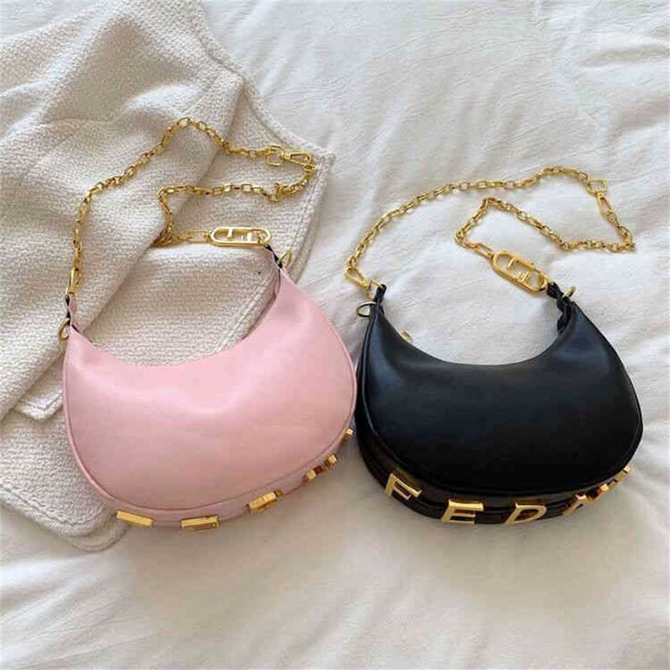 

2023 Designer bag 2023f new unique crescent shape classic simple style zipper versatile leisure underarm bag, Black trumpet