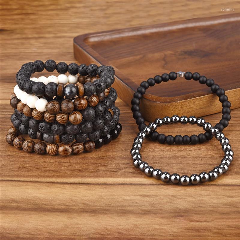 

Charm Bracelets Classic Stone Bead Bracelet For Men 6mm Handmade Lava Tiger Eye Strand Women Jewelry Gift