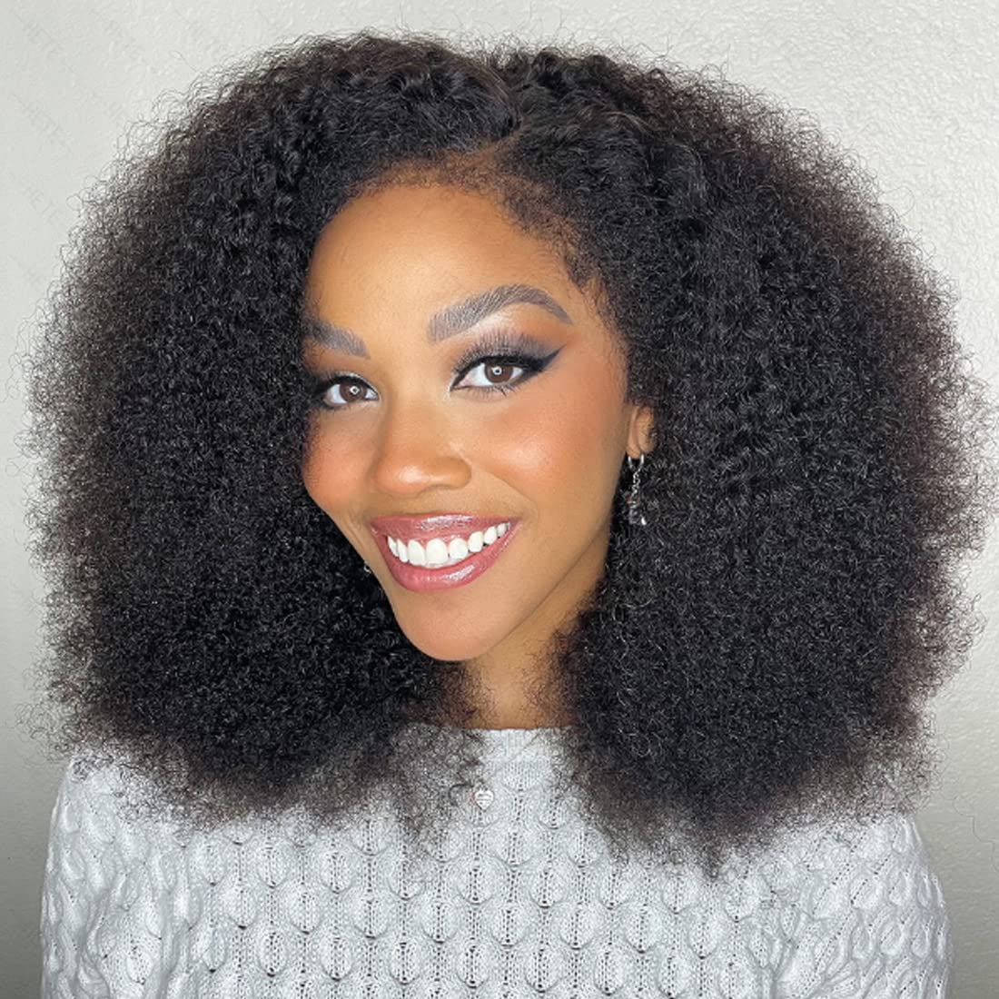 

Afro Kinky Curly Glueless Full Lace Wig Frontal Wigs Density 130% 150% 180% Wig for Black Women Bobby Pre Plucked Brazilian Human Virgin Hair Goals Greatremy SALE, Natural color