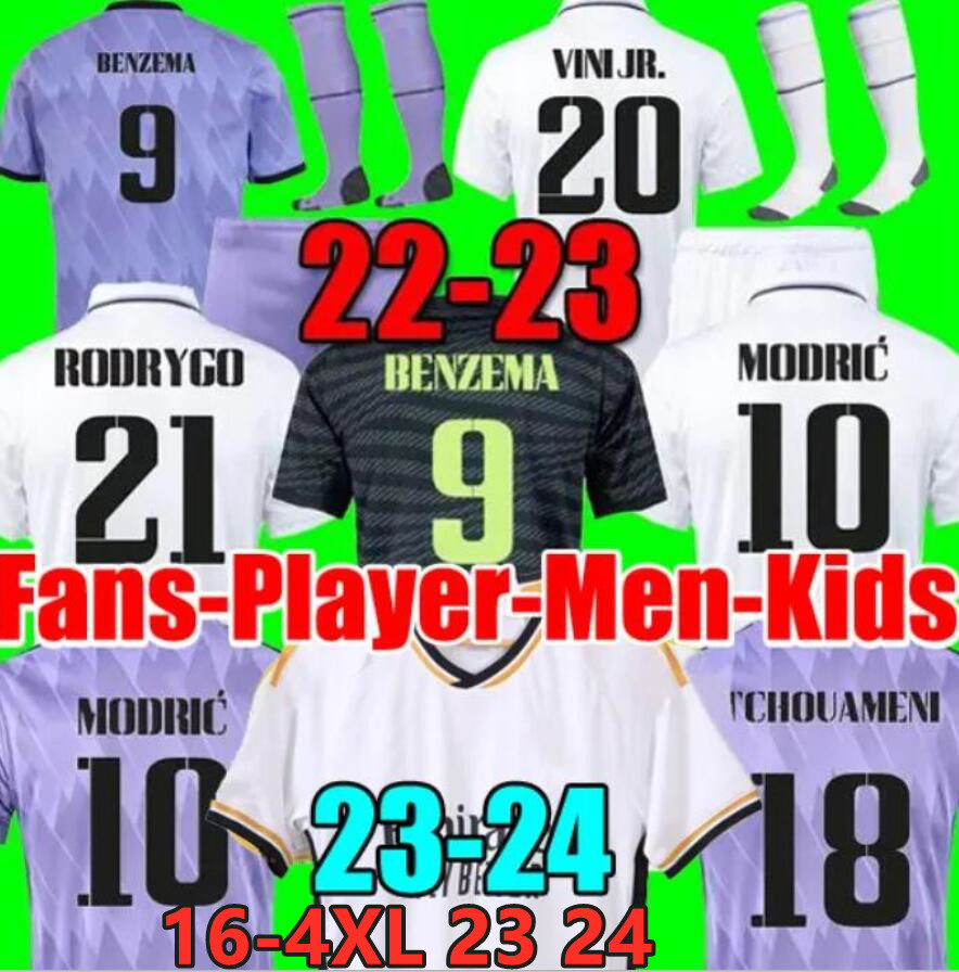 

22 23 24 fans Player Version Soccer Jerseys BENZEMA reAL mADRIds 2023 2024 MODRIC camiseta VINI JR CAMAVINGA TCHOUAMENI football shirt kids sets uniform socks 3XL 4XL, Gold