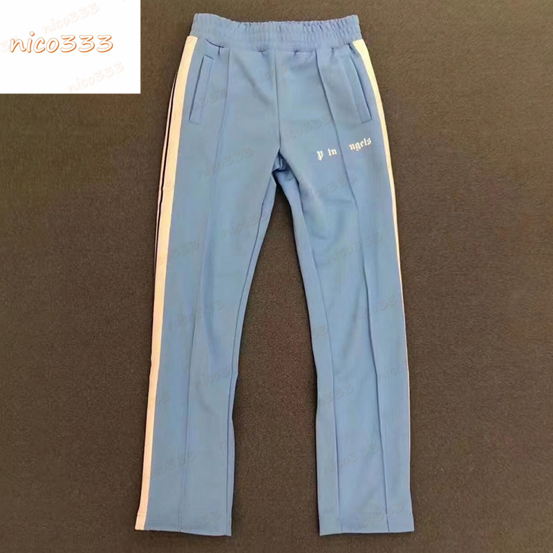 

23ss classic pants side black white striped leg zipper loose and versatile multi color street men and womens sweatpants, 16.green blue