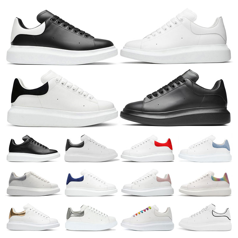 

2023 for men women casual dress shoes alexander designer mens oversized sneakers mc queens platform flat Triple White Black Suede Leather Iridescent trainers, 21
