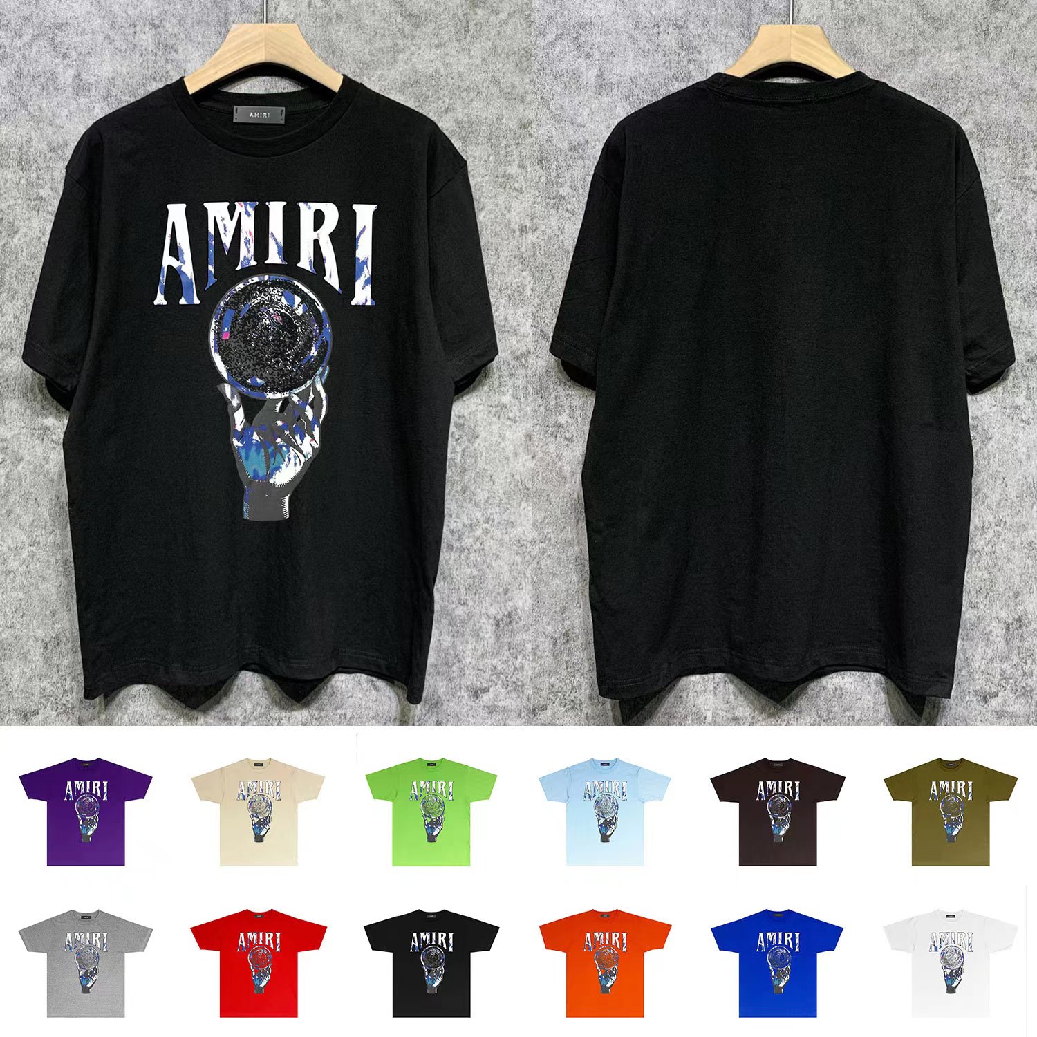 

Amirs mens designer t shirt Men's womens amirs splash paint tshirt label complete hip hop high street shirt label complete S/XXL, 21