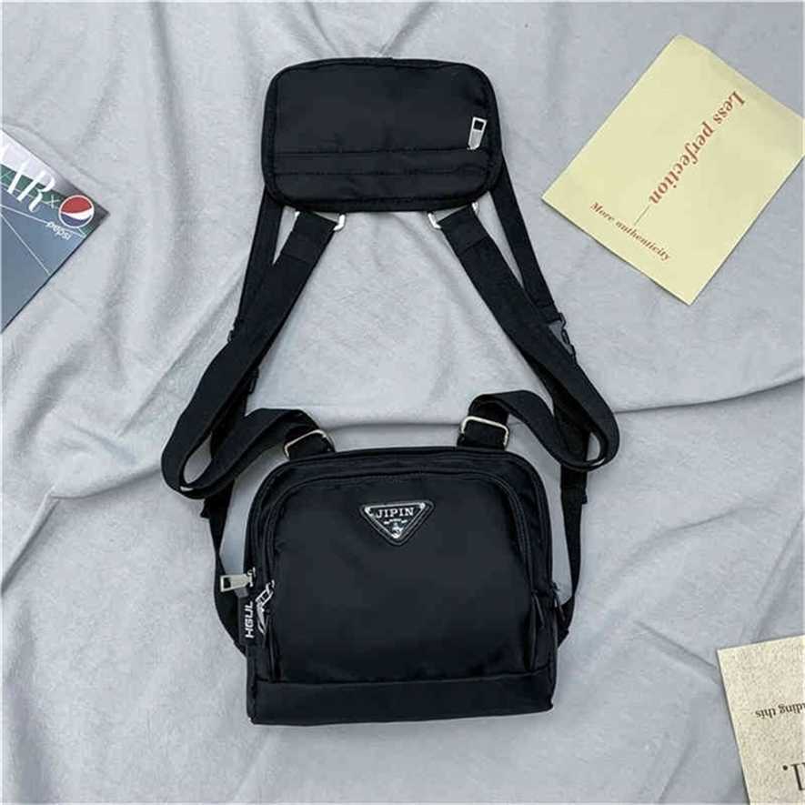 

2023 Designer bag super low simple pure color nylon tactical vest personalized trendy fashion chest bag backpack, White2