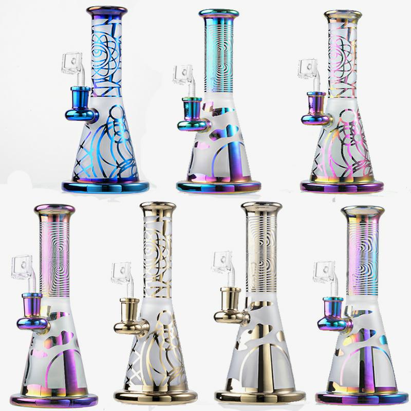 

9 Inch Small Mini Hookahs Rainbow Colorful Glass Bongs Showerhead Perc Percolator Oil Dab Rigs 14mm Joint Water Pipes With Quartz Banger